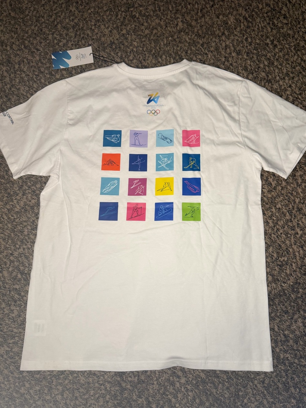Milano Cortina 2026 White Logo Short Sleeve T-Shirt - Picture 6 of 11